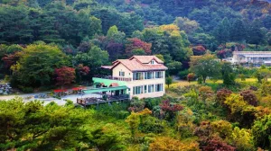 예당호와 봉수산이 어우러진 봉수산숲펜션 전경